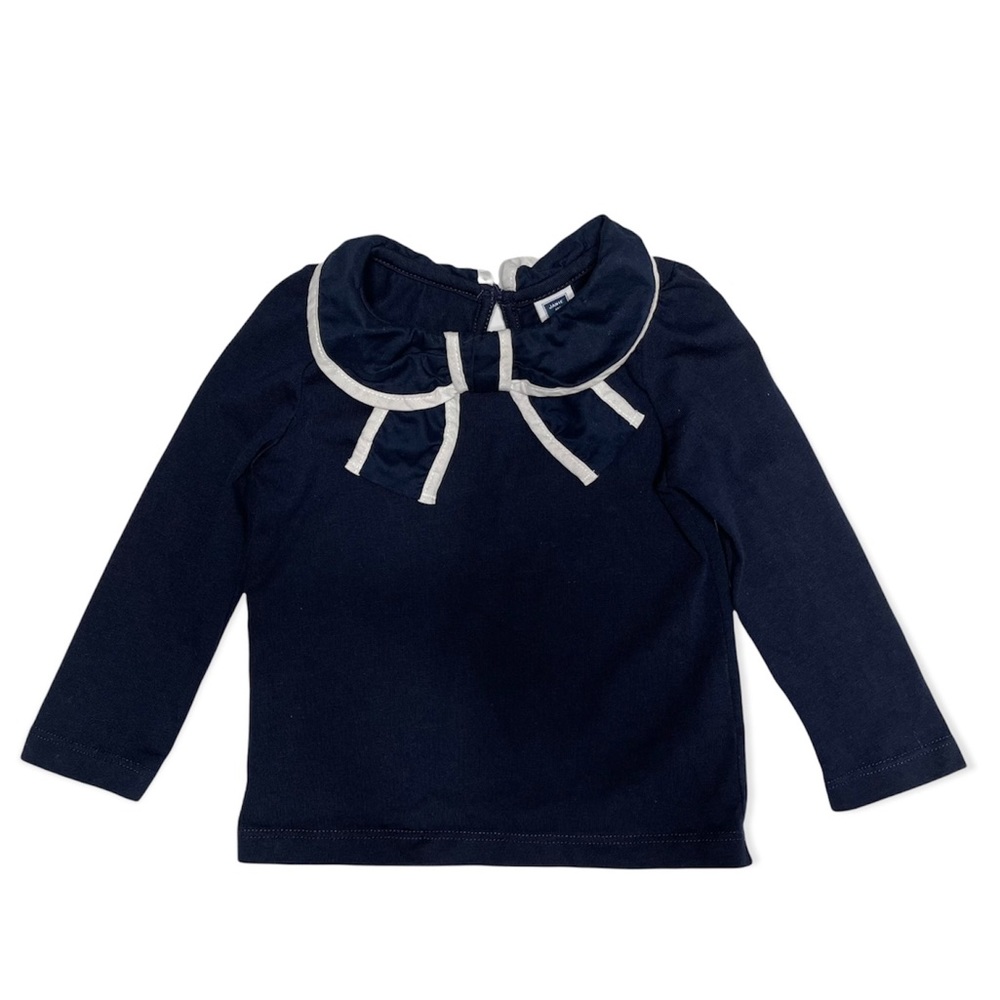 Janie and Jack Navy Blue Collar Bow Sleeve Top Baby Clothes